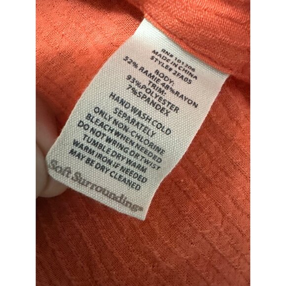 Soft Surroundings Womens Orange Tunic Top W/Button Accents & Floral Lining - Siz - Picture 4 of 8